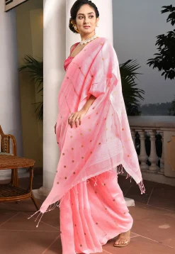 Handloom Pure Matka Silk Saree in Pink