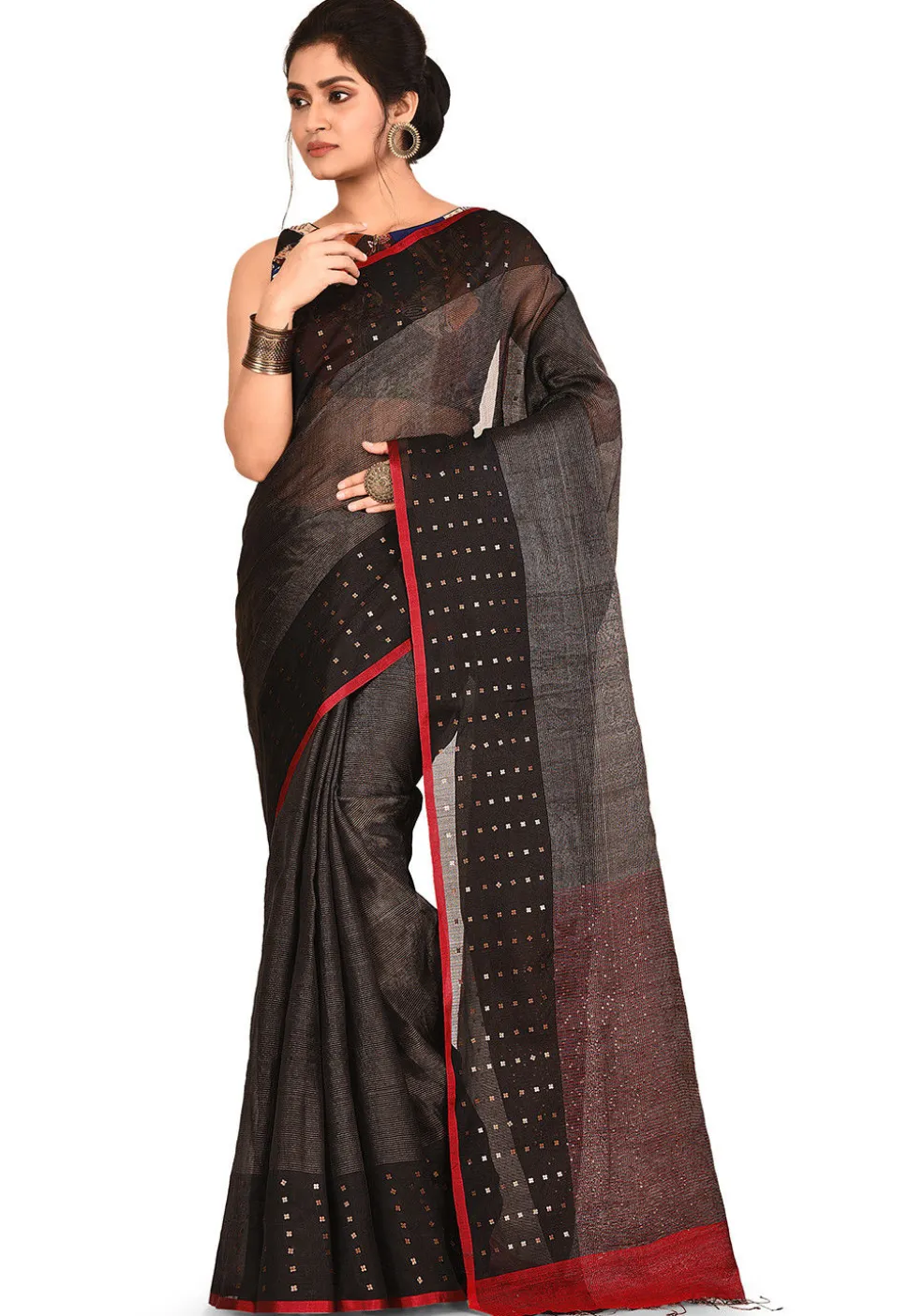 Handloom Pure Resham Silk Saree in Black