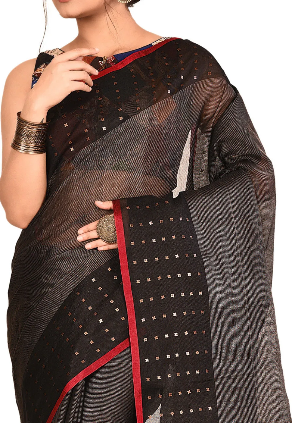 Handloom Pure Resham Silk Saree in Black