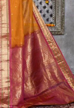 Handloom Pure Silk Cotton Gadwal Saree in Mustard
