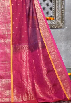 Handloom Pure Silk Cotton Gadwal Saree in Magenta