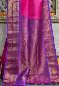 Handloom Pure Silk Gadwal Saree in Pink