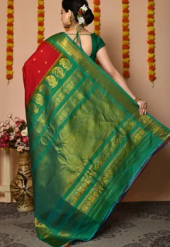 Handloom Pure Silk Gadwal Saree in Red