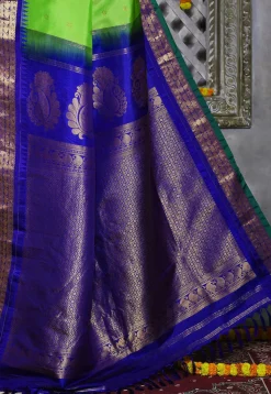 Handloom Pure Silk Gadwal Saree in Light Green