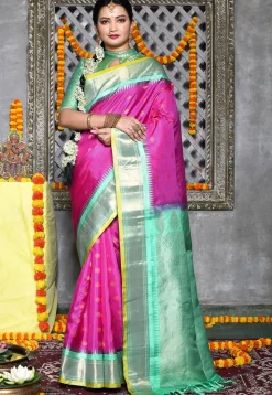 Handloom Pure Silk Gadwal Saree in Magenta