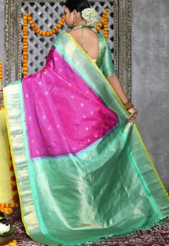 Handloom Pure Silk Gadwal Saree in Magenta