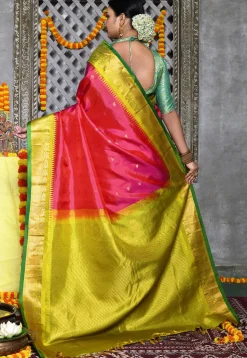 Handloom Pure Silk Gadwal Saree in Pink