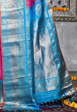 Handloom Pure Silk Gadwal Saree in Magenta