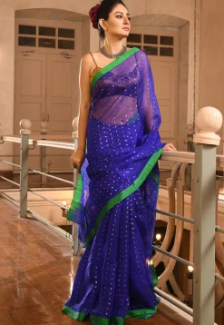 Handloom Pure Silk Saree in Royal Blue
