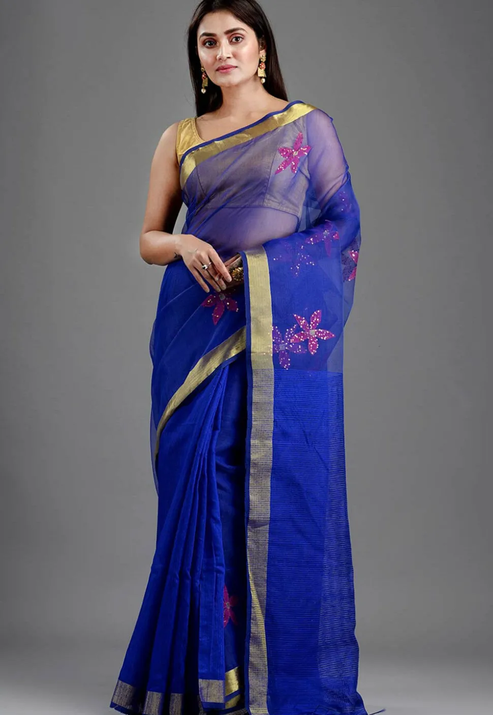 Handloom Resham Silk Saree in Royal Blue