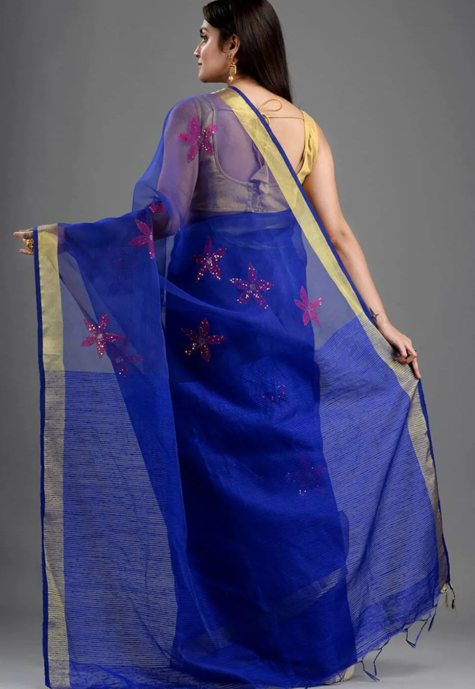 Handloom Resham Silk Saree in Royal Blue