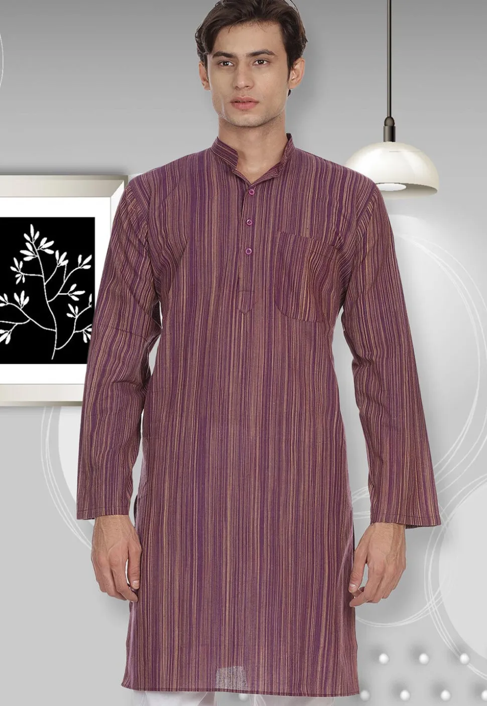 Handloom South Cotton Kurta in Dark Purple