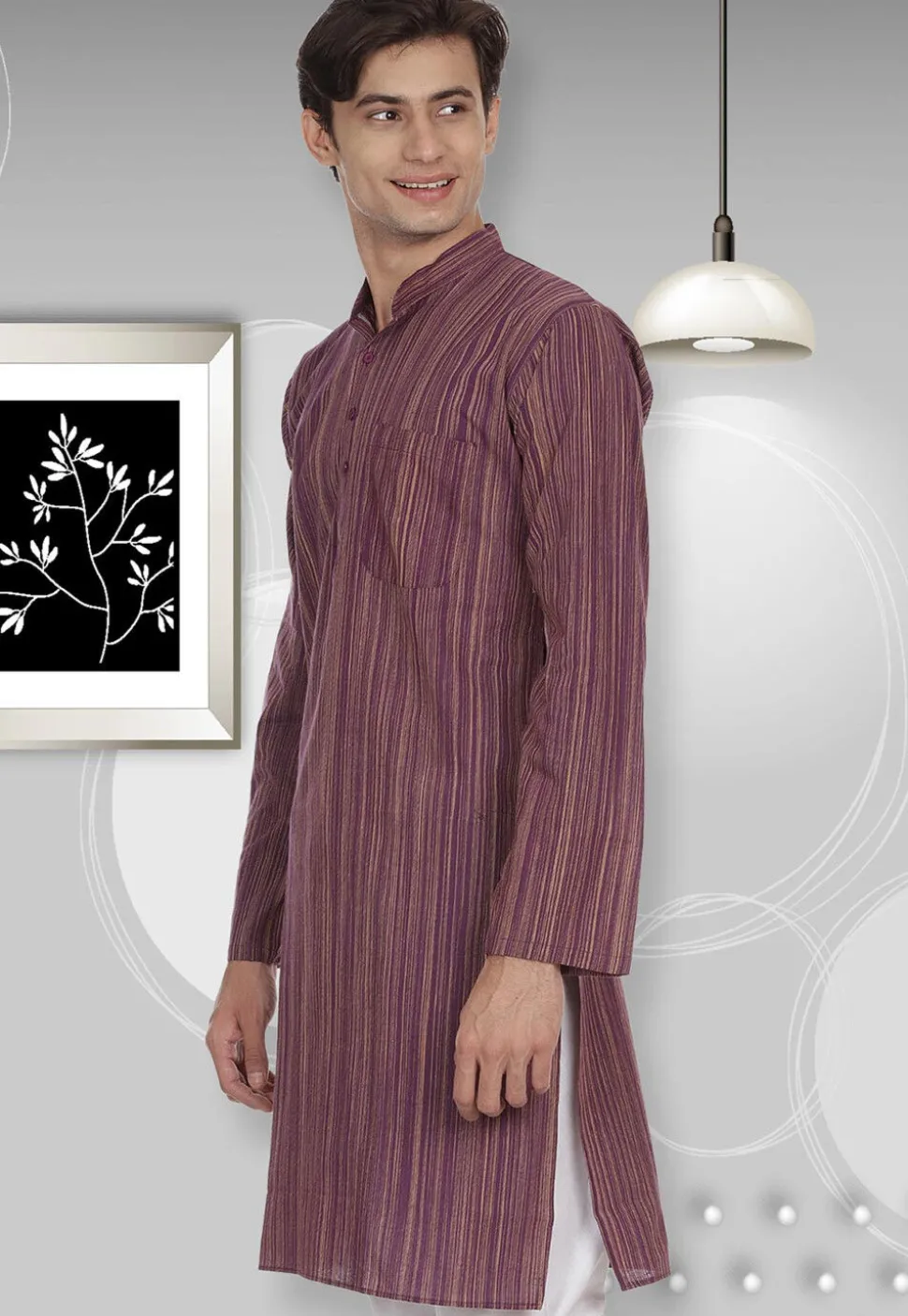Handloom South Cotton Kurta in Dark Purple