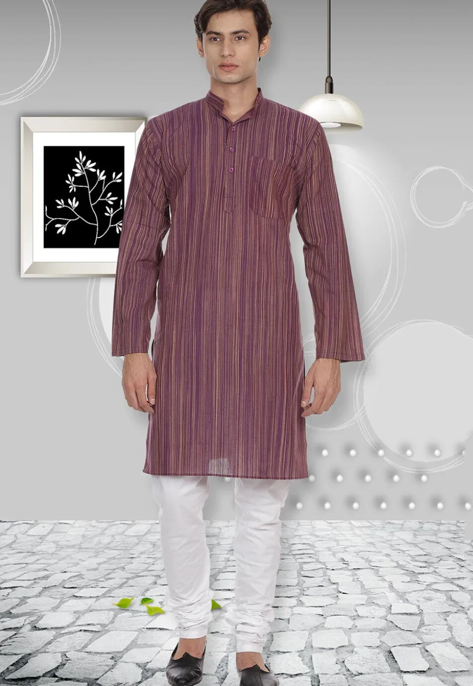 Handloom South Cotton Kurta in Dark Purple
