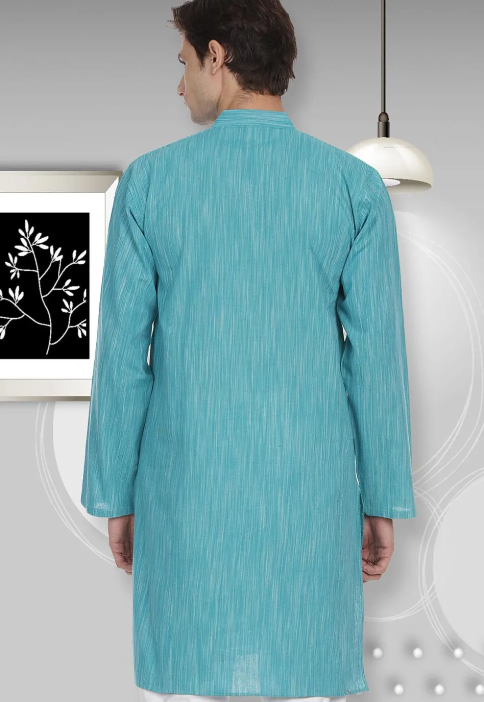 Handloom South Cotton Kurta in Light Blue