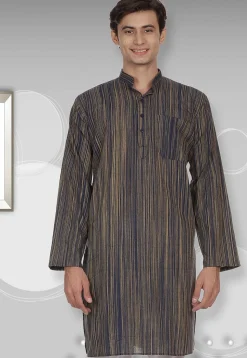 Handloom South Cotton Kurta in Navy Blue