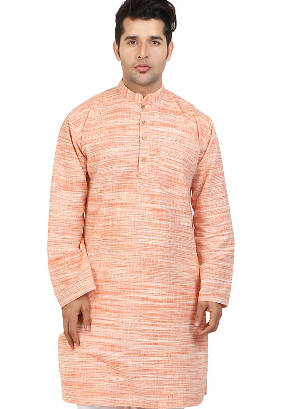 Handloom South Cotton Kurta in Pastel Orange