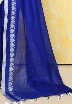 Handloom Tissue Silk Saree in Navy Blue