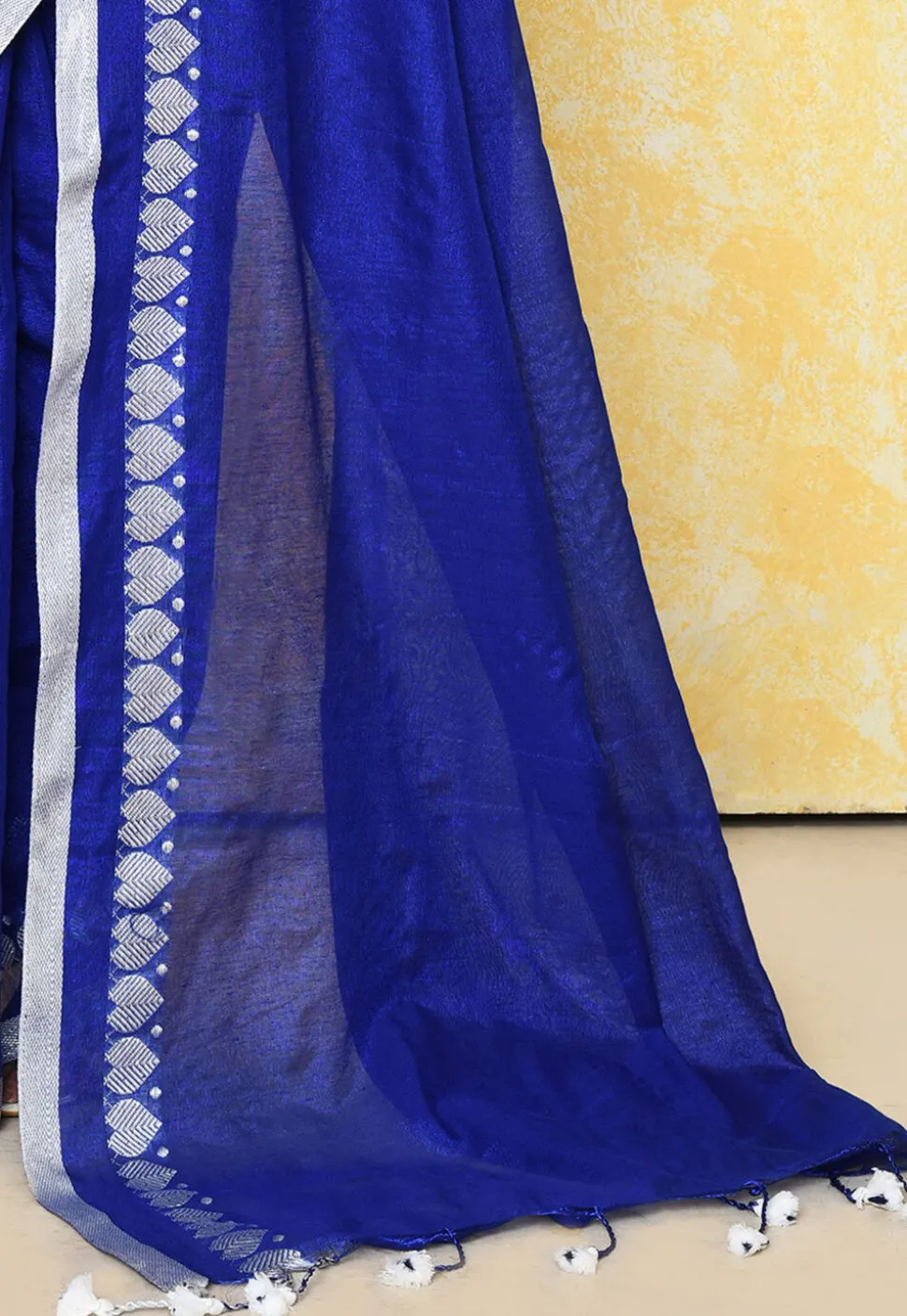 Handloom Tissue Silk Saree in Navy Blue
