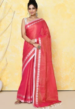 Handloom Tissue Silk Saree in Fuchsia