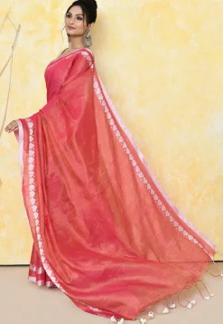 Handloom Tissue Silk Saree in Fuchsia