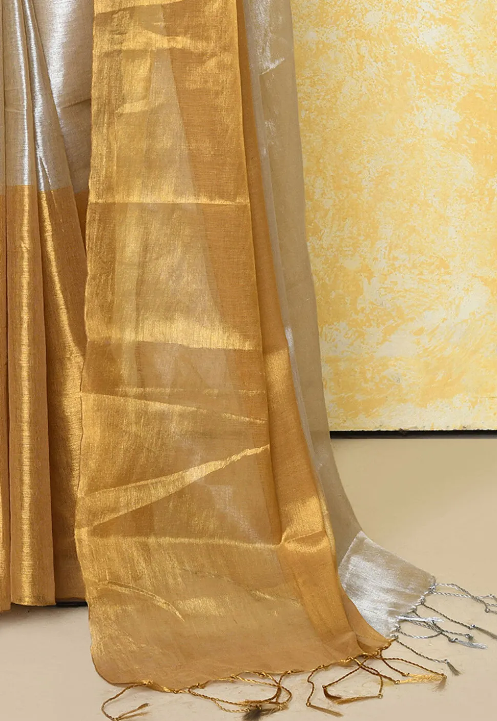 Handloom Tissue Silk Saree in Golden