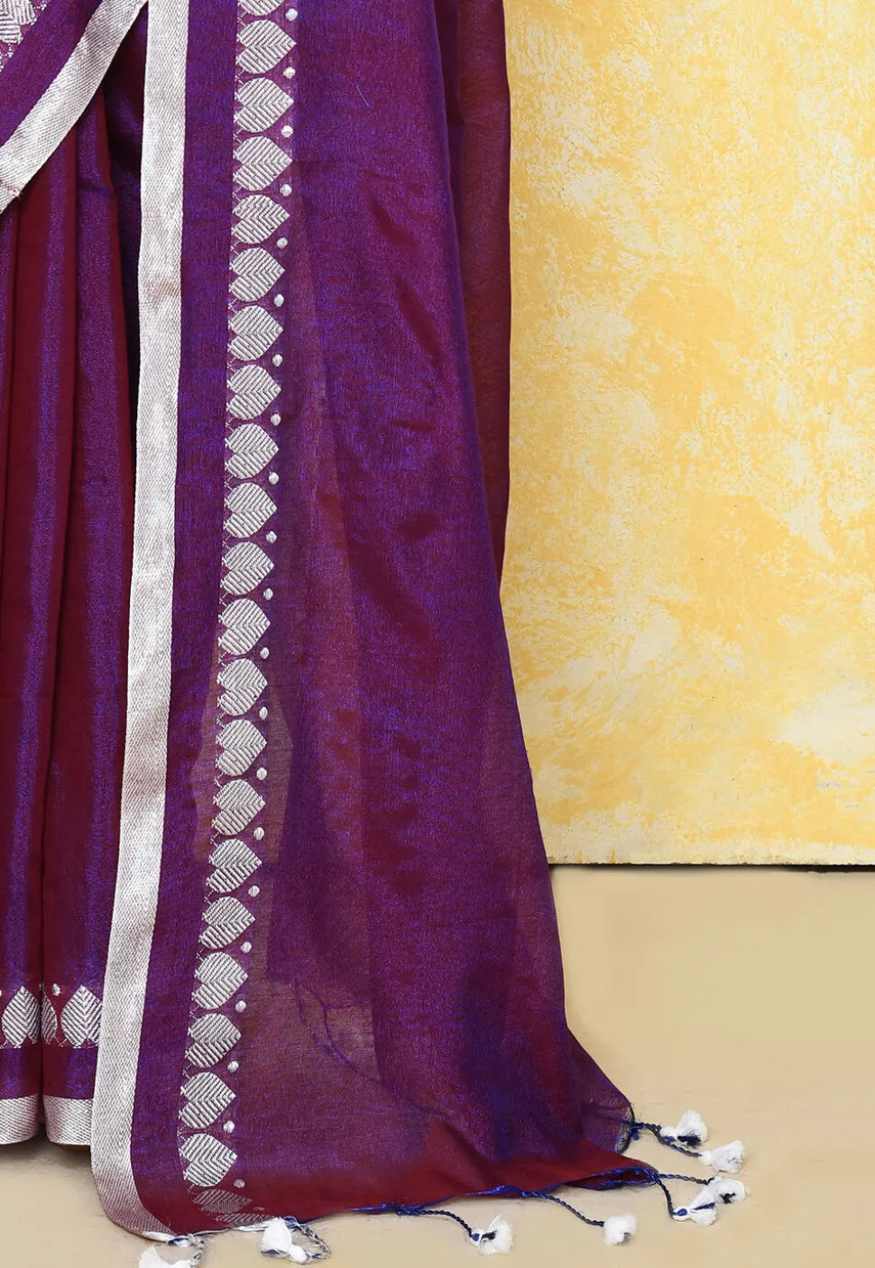 Handloom Tissue Silk Saree in Violet