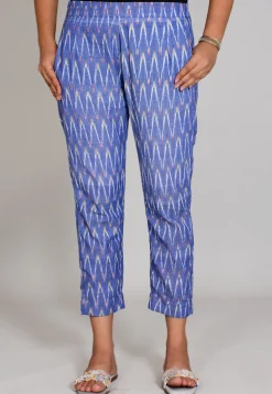 Ikat Printed  Cotton Pant in Light Blue