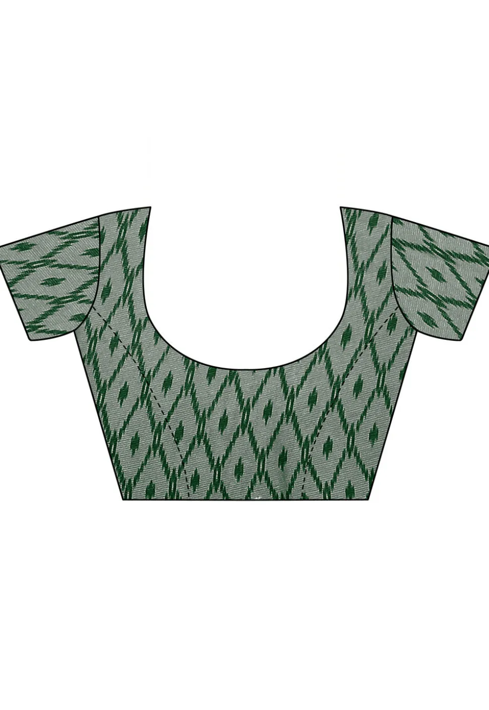 Ikat Printed Satin Chiffon Saree in Green