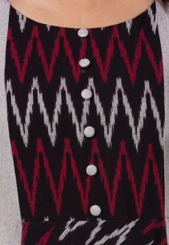 Ikat Woven Cotton A Line Suit in Grey