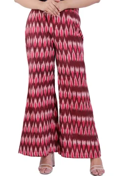 Ikat Woven Cotton Palazzo in Maroon