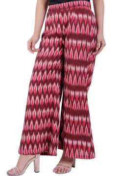 Ikat Woven Cotton Palazzo in Maroon