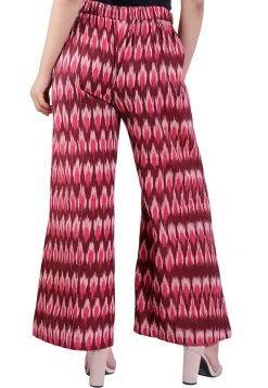 Ikat Woven Cotton Palazzo in Maroon