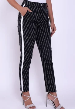 Ikat Woven Cotton Pant in Black