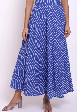 Ikat Woven Cotton Skirt in Blue