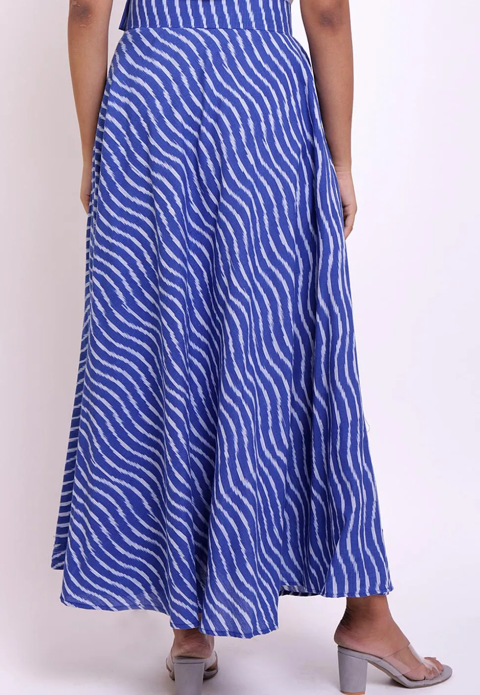 Ikat Woven Cotton Skirt in Blue