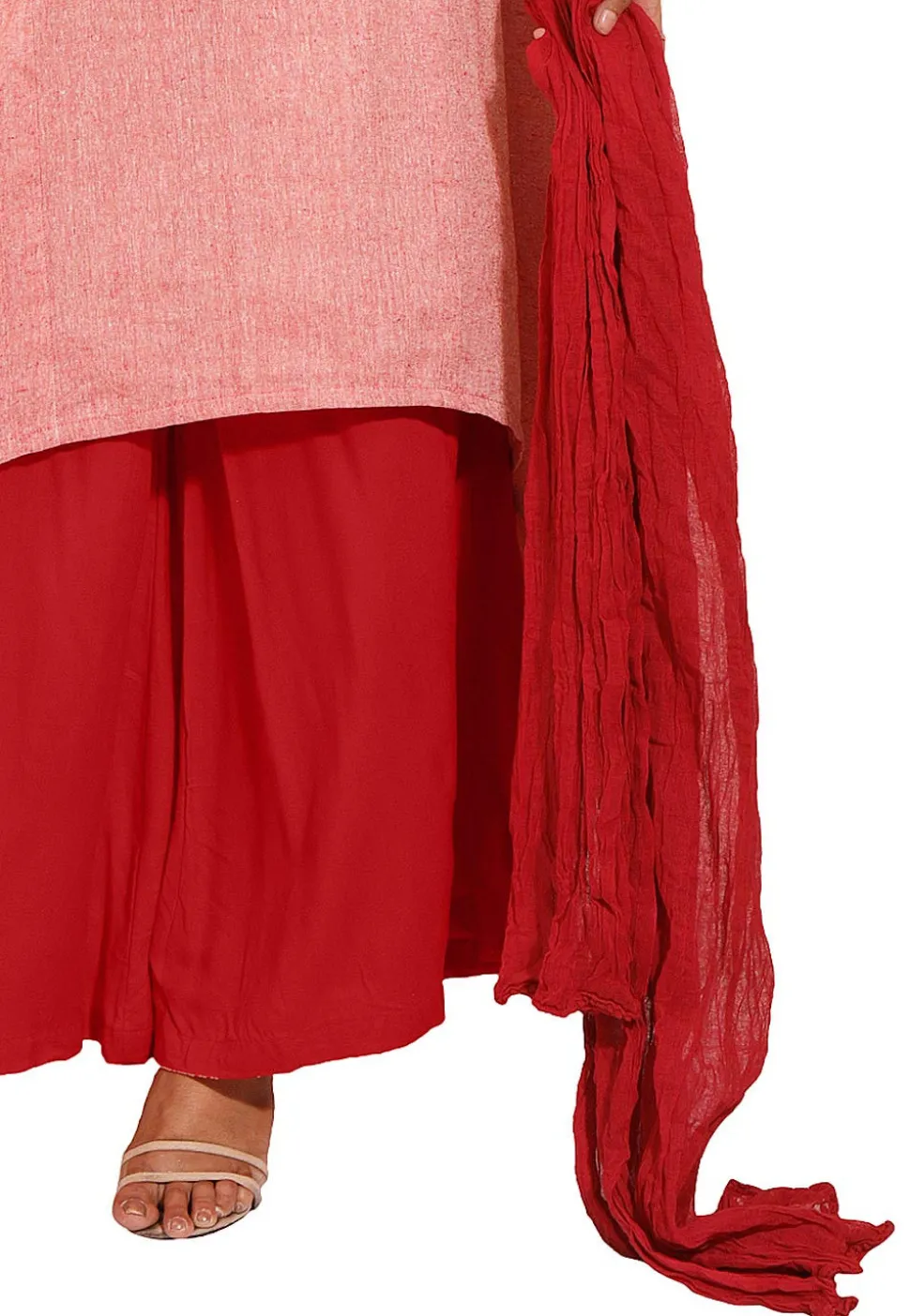 Ikat Woven Linen Cotton Pakistani Suit in Pink