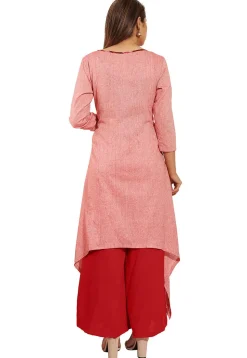 Ikat Woven Linen Cotton Pakistani Suit in Pink