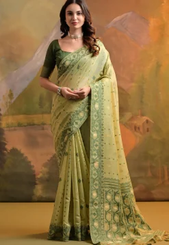 Jamdani Cotton Saree in Light Green