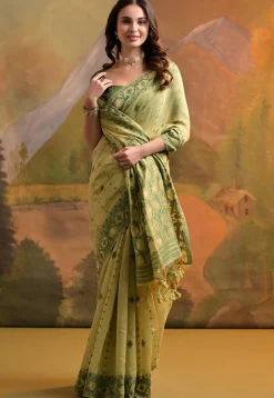 Jamdani Cotton Saree in Light Green