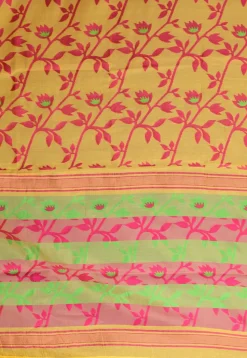 Jamdani Cotton Silk Saree in Yellow