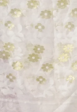 Jamdani Cotton Silk Saree in White