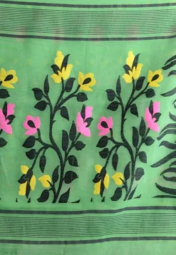 Jamdani Cotton Silk Saree in Pastel Green