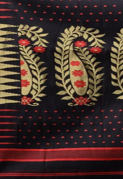 Jamdani Cotton Silk Saree in Black