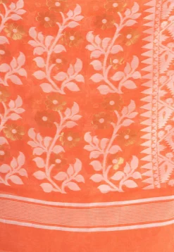 Jamdani Cotton Silk Saree in Orange