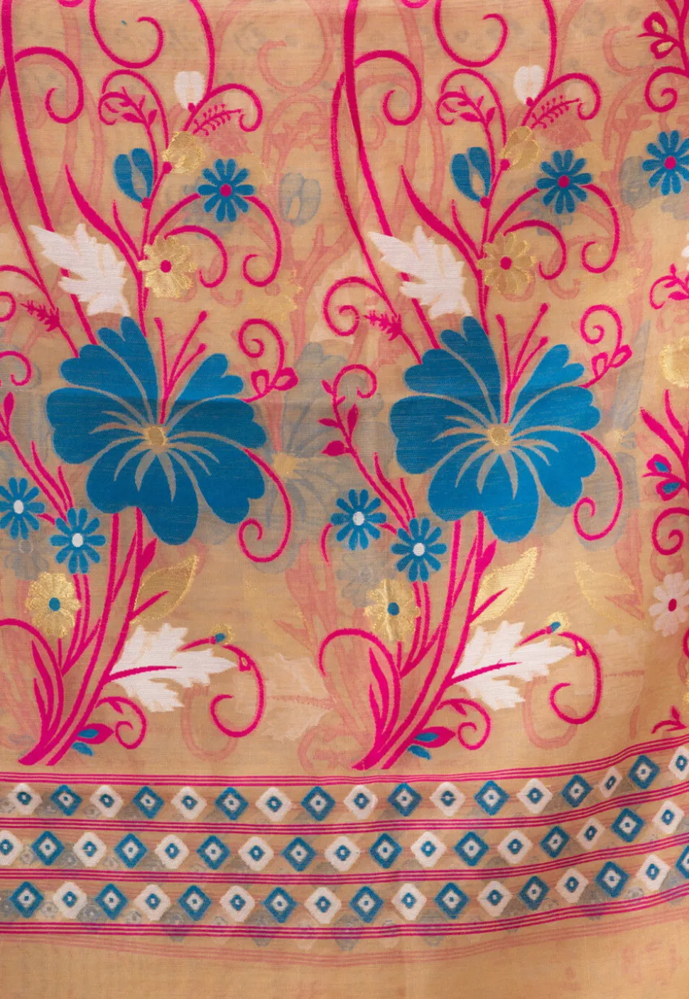 Jamdani Cotton Silk Saree in Beige