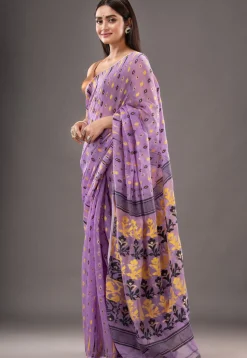 Jamdani Cotton Silk Saree in Mauve