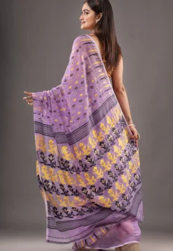 Jamdani Cotton Silk Saree in Mauve