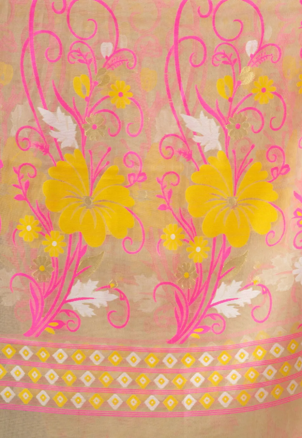 Jamdani Cotton Silk Saree in Beige
