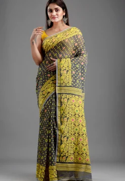Jamdani Cotton Silk Saree in Grey